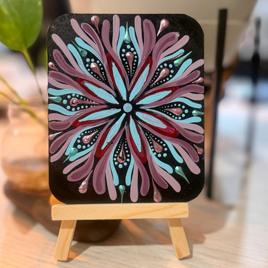 mini mandala art for tabletop cum fridge magnet