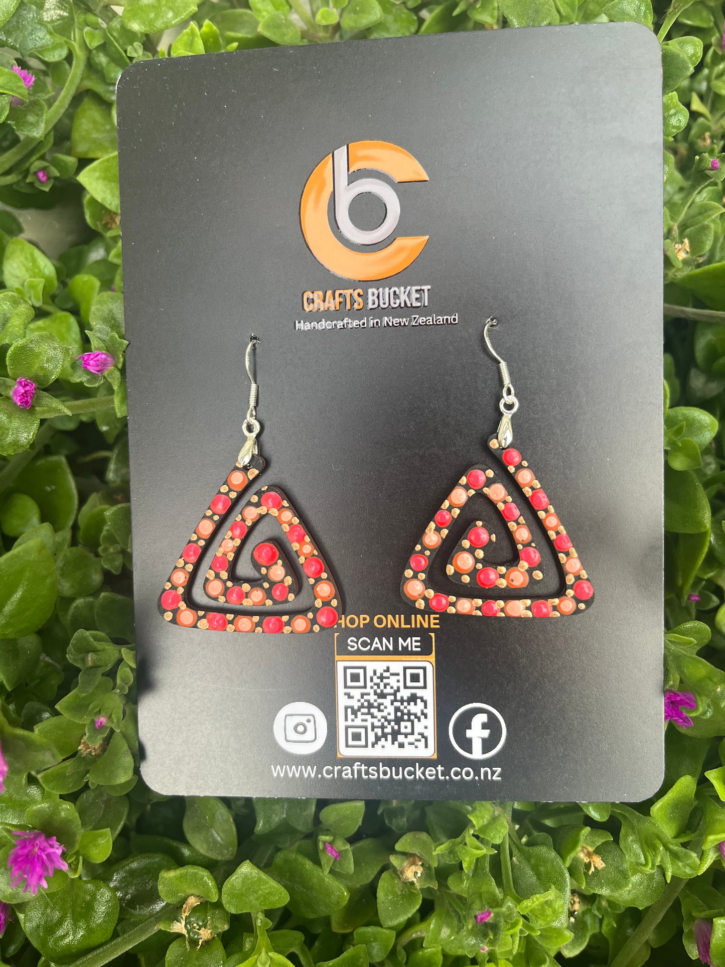 Unique Hand Painted Geometric Dangle Earrings