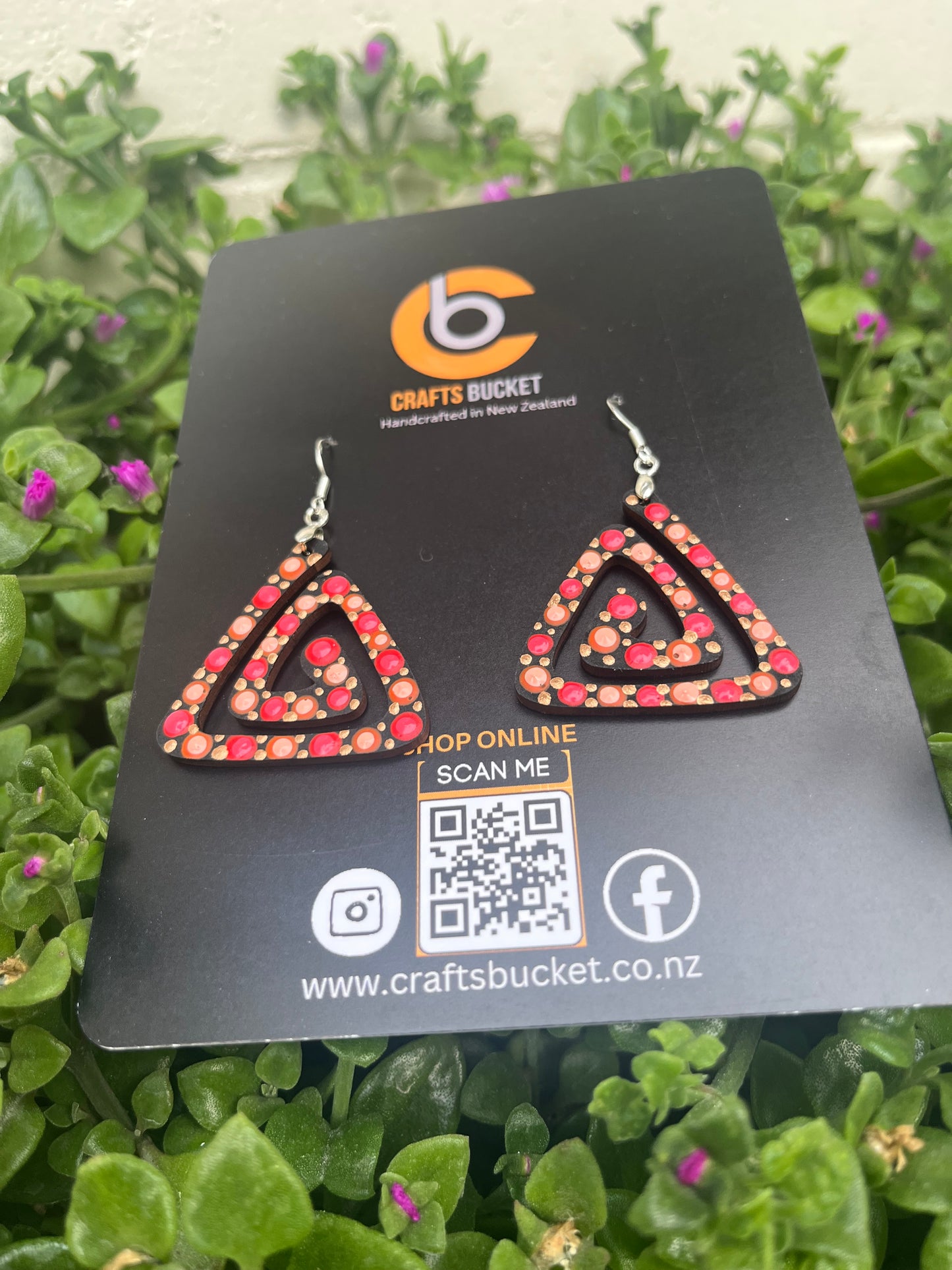 Unique Hand Painted Geometric Dangle Earrings