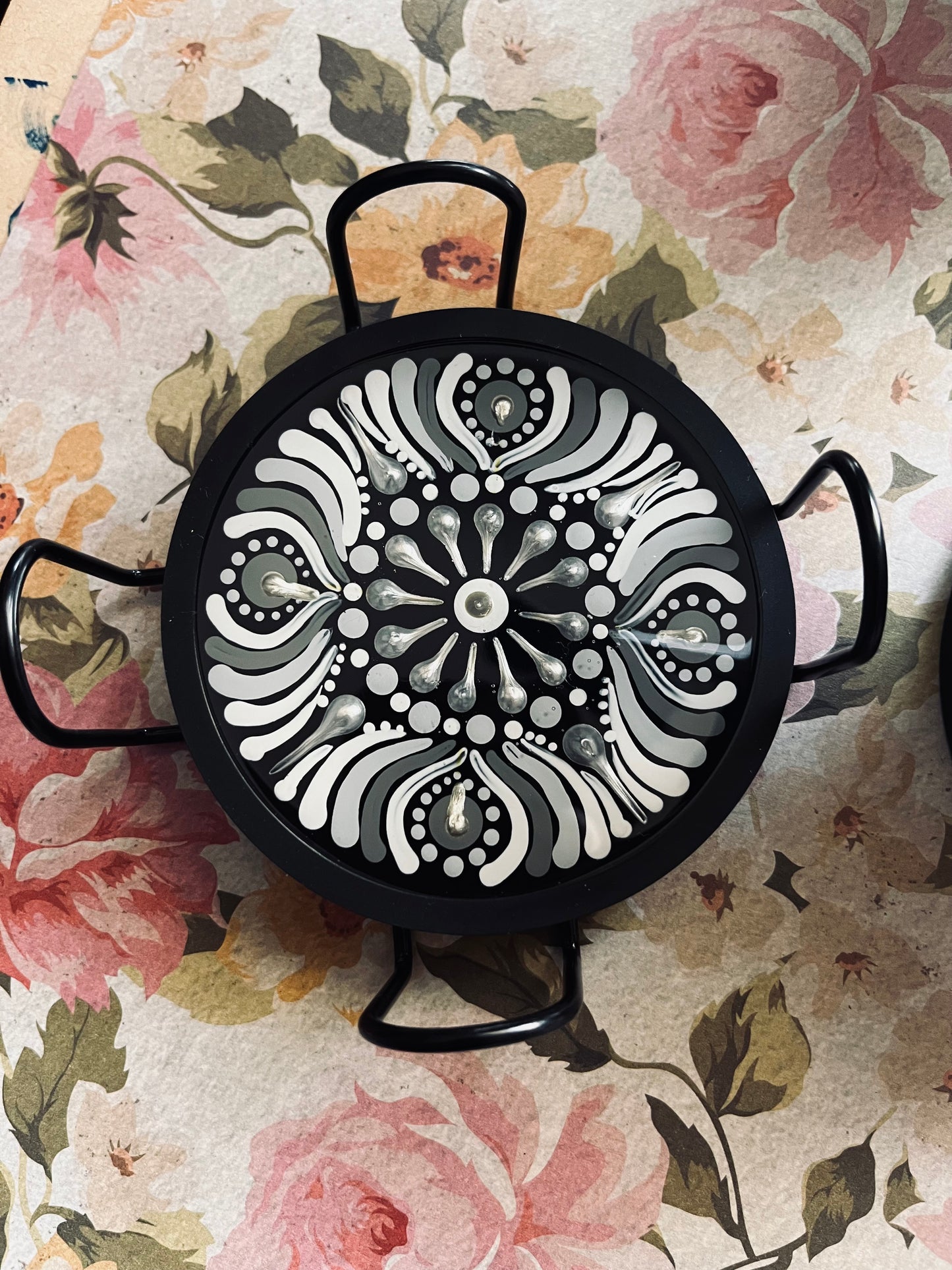 Hand Painted Silicone Base Resin Coated Mandala Coasters (Set of 4)