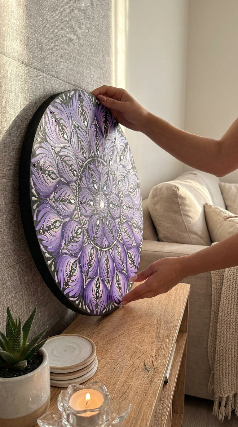 Radiant Bloom Original Purple Mandala Paintings
