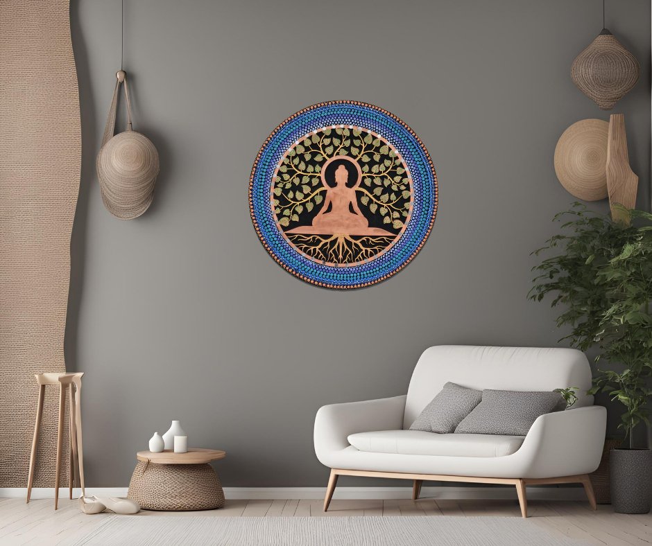 Beneath the Bodhi: Hand Painted Mandala Wall Decor Paintings - Crafts Bucket