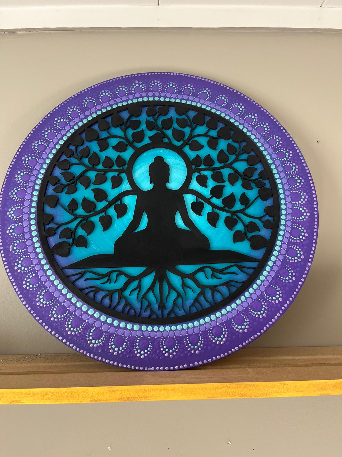 "Beneath the Bodhi: Serene Meditation" Mandala Wall Decor Paintings - Crafts Bucket