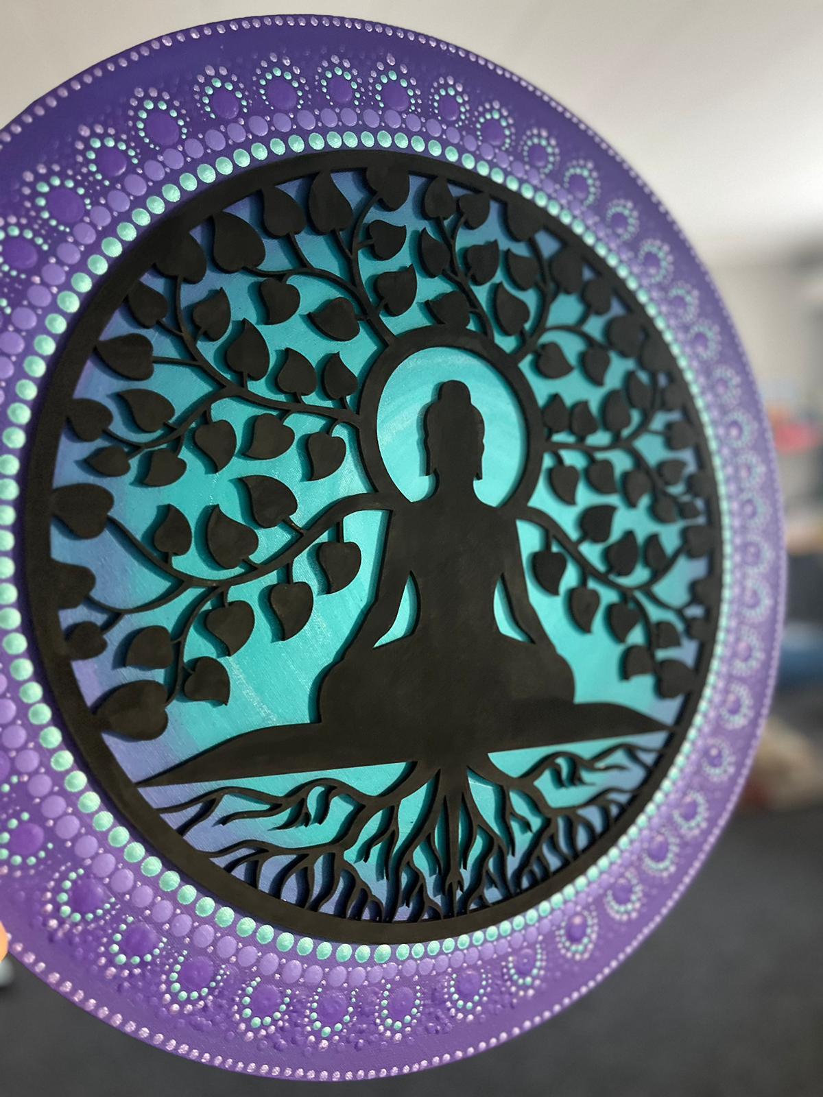 "Beneath the Bodhi: Serene Meditation" Mandala Wall Decor Paintings - Crafts Bucket