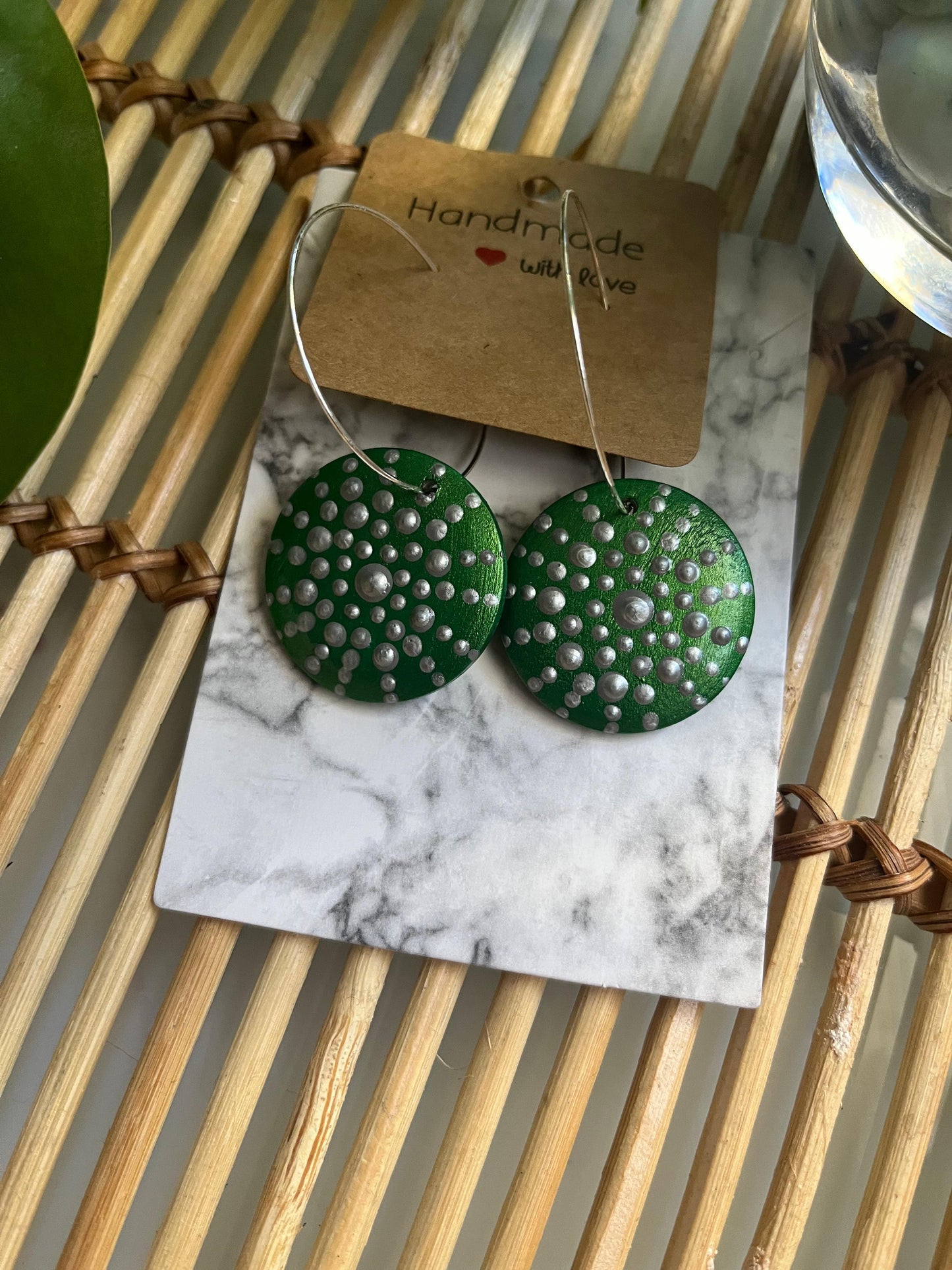 Hand Painted Charming Mandala Floral Earrings