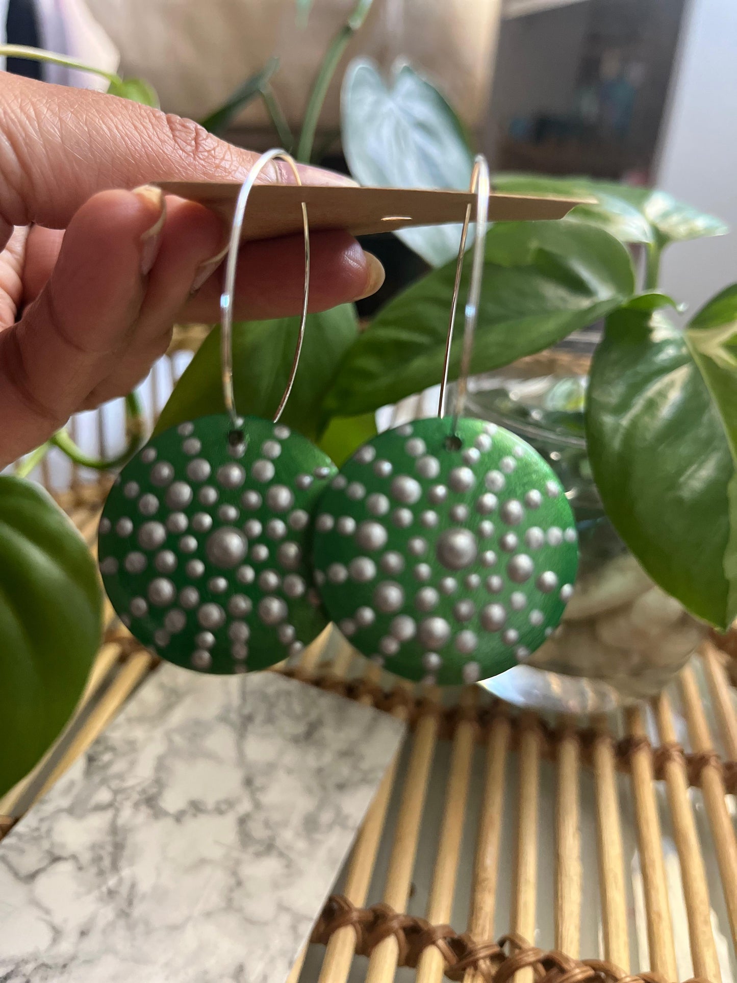 Hand Painted Charming Mandala Floral Earrings