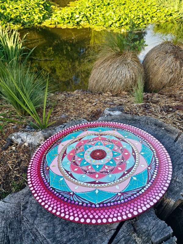"Serene Symphony: A Celestial Tapestry of Pink, Blue, and Silver"wall paintings - Crafts Bucket