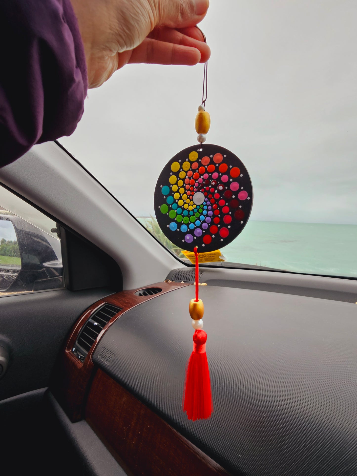 Double Sided Spiral Mandala Car Hangings
